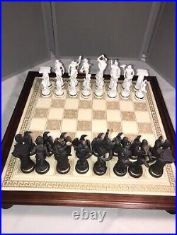 Franklin Mint chess set of the gods large porcelain mint condition 24K