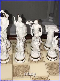 Franklin Mint chess set of the gods large porcelain mint condition 24K