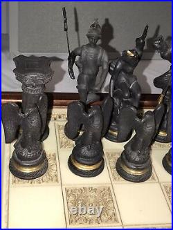 Franklin Mint chess set of the gods large porcelain mint condition 24K