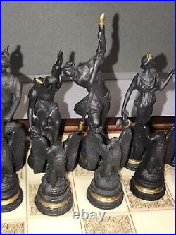 Franklin Mint chess set of the gods large porcelain mint condition 24K