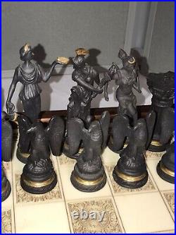 Franklin Mint chess set of the gods large porcelain mint condition 24K