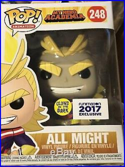 Funko POP All Might #248 Glow in the Dark Funimation 2017 My Hero Academia Lot