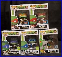 Funko TMNT x MMPR Con Ex Complete Set 5 Pops Ninja Turtle Power Rangers All MINT