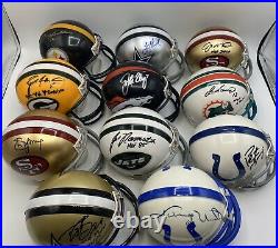 GREATEST QBs OF ALL TIME 11 Autographed Signed Mini Helmet Lot Collection PSA