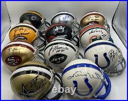 GREATEST QBs OF ALL TIME 11 Autographed Signed Mini Helmet Lot Collection PSA