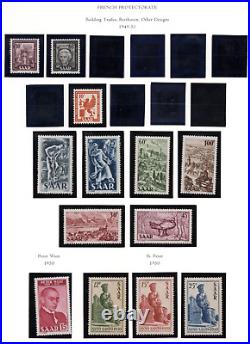 Germany Saar 1947-1950 Collection Of 225+ Stamps, Almost All Mint Never Hinged