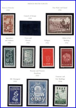 Germany Saar 1947-1950 Collection Of 225+ Stamps, Almost All Mint Never Hinged