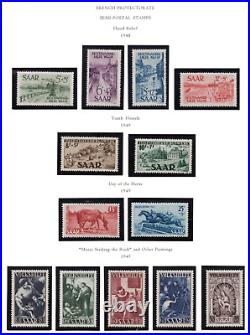 Germany Saar 1947-1950 Collection Of 225+ Stamps, Almost All Mint Never Hinged