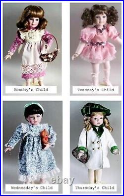 Gorham Dolls Days of Week (Porcelain) Complete Set of 7 Collection New & Boxed