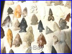 Huge 94+ Arrowhead Framed Lot of NATIVE AMERICAN Artifacts ALL OHIO Found