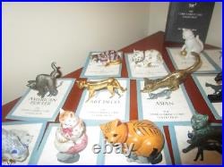 Huge Lot 25 Franklin Mint Cat Curio Cabinet Collection Figurines + Booklets