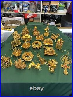 Huge Lot Of 23 Danbury Mint Gold Plated Christmas Ornaments. See All Pictures