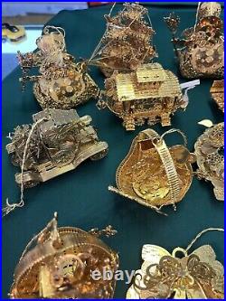 Huge Lot Of 23 Danbury Mint Gold Plated Christmas Ornaments. See All Pictures