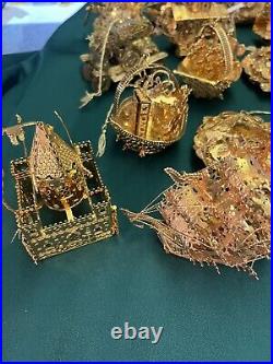 Huge Lot Of 23 Danbury Mint Gold Plated Christmas Ornaments. See All Pictures
