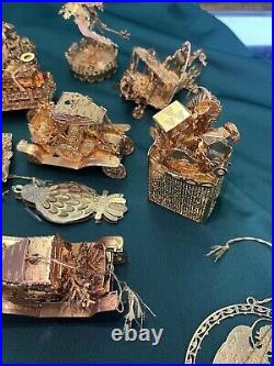 Huge Lot Of 23 Danbury Mint Gold Plated Christmas Ornaments. See All Pictures