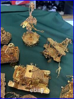 Huge Lot Of 23 Danbury Mint Gold Plated Christmas Ornaments. See All Pictures