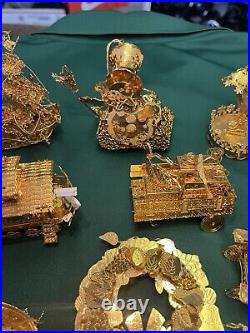 Huge Lot Of 23 Danbury Mint Gold Plated Christmas Ornaments. See All Pictures