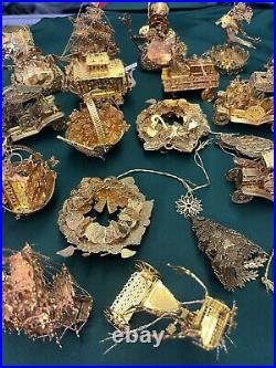 Huge Lot Of 23 Danbury Mint Gold Plated Christmas Ornaments. See All Pictures
