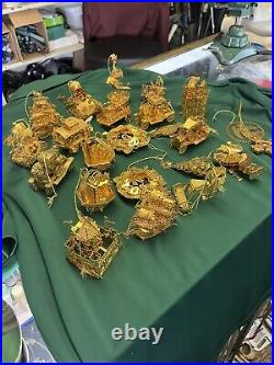 Huge Lot Of 23 Danbury Mint Gold Plated Christmas Ornaments. See All Pictures