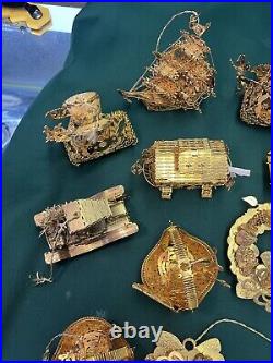 Huge Lot Of 23 Danbury Mint Gold Plated Christmas Ornaments. See All Pictures