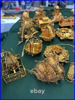 Huge Lot Of 23 Danbury Mint Gold Plated Christmas Ornaments. See All Pictures
