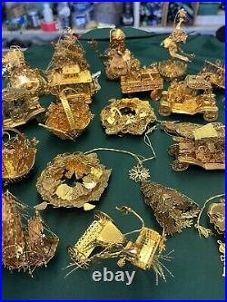 Huge Lot Of 23 Danbury Mint Gold Plated Christmas Ornaments. See All Pictures