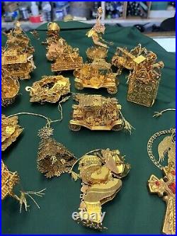Huge Lot Of 23 Danbury Mint Gold Plated Christmas Ornaments. See All Pictures