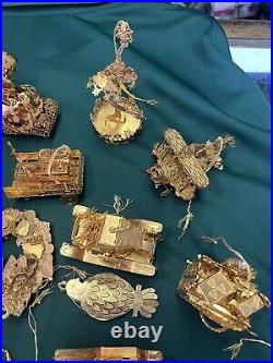 Huge Lot Of 23 Danbury Mint Gold Plated Christmas Ornaments. See All Pictures