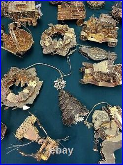 Huge Lot Of 23 Danbury Mint Gold Plated Christmas Ornaments. See All Pictures