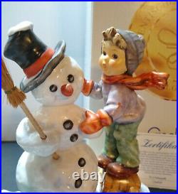 Hummel Making New Friends 2002 Snowman & Boy 6 3/4 Tmk7 1st Issue Mint Coa Box