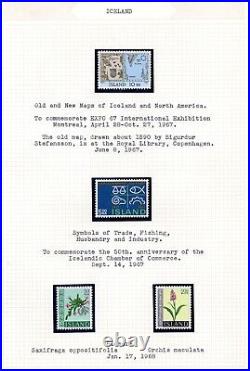 Iceland 1950-1977 Neatly Described Collection Of 175+ Stamps All Mint Nh