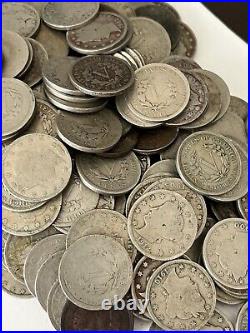 LIBERTY V NICKEL LOT COLLECTION. ALL WITH DATES. 100 Coins