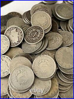 LIBERTY V NICKEL LOT COLLECTION. ALL WITH DATES. 100 Coins
