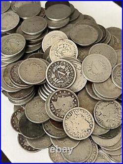 LIBERTY V NICKEL LOT COLLECTION. ALL WITH DATES. 100 Coins