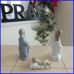 LLADRO NATIVITY 6 PIECE SET + MANGER Jesus Mary Joseph Donkey & Cow ALL Mint