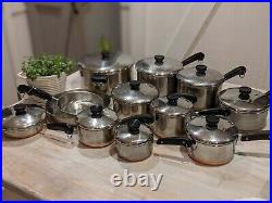 LOT 12 Vintage Revere Ware Copper Clad Bottom Cookware with10 Lids -ALL USA MADE