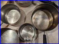 LOT 12 Vintage Revere Ware Copper Clad Bottom Cookware with10 Lids -ALL USA MADE