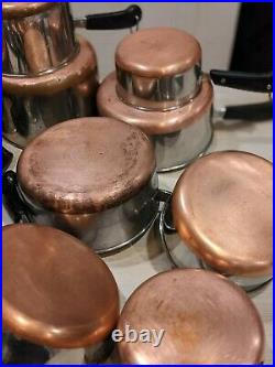 LOT 12 Vintage Revere Ware Copper Clad Bottom Cookware with10 Lids -ALL USA MADE