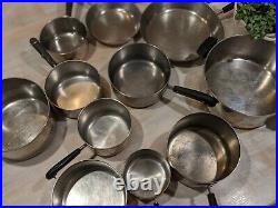 LOT 12 Vintage Revere Ware Copper Clad Bottom Cookware with10 Lids -ALL USA MADE