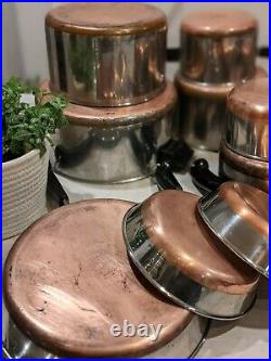 LOT 12 Vintage Revere Ware Copper Clad Bottom Cookware with10 Lids -ALL USA MADE