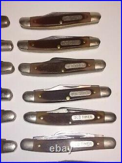 LOT 16 Vtg. OLD TIMER POCKET KNIFE USA SCHRADE Trapper Stockman All Good Blades