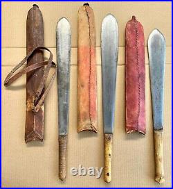 LOT OF 3 VINTAGE / OLD AFRICAN MAASAI TRIBE SEME SWORD all complete with sheaths