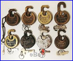 (LOT) of (8) various Pancake Locks ALL working with keys
