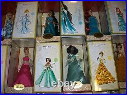 LOT of ALL 16 DISNEY DESIGNER DOLLS 10 PRINCESSES & 6 VILLIAN DOLLS