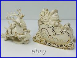Lenox Dash Away All Collection Santa in Sleigh & Dasher & Dancer Figurines MINT