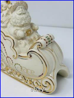 Lenox Dash Away All Collection Santa in Sleigh & Dasher & Dancer Figurines MINT