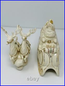 Lenox Dash Away All Collection Santa in Sleigh & Dasher & Dancer Figurines MINT