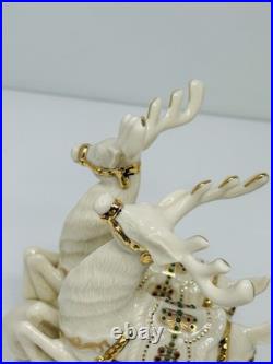 Lenox Dash Away All Collection Santa in Sleigh & Dasher & Dancer Figurines MINT