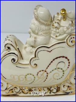 Lenox Dash Away All Collection Santa in Sleigh & Dasher & Dancer Figurines MINT