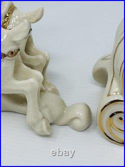 Lenox Dash Away All Collection Santa in Sleigh & Dasher & Dancer Figurines MINT